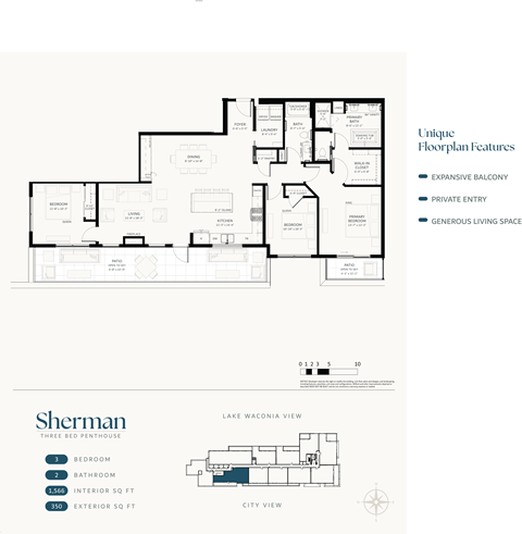Floor plan for 3 beds, 2 baths, 1566 sqft